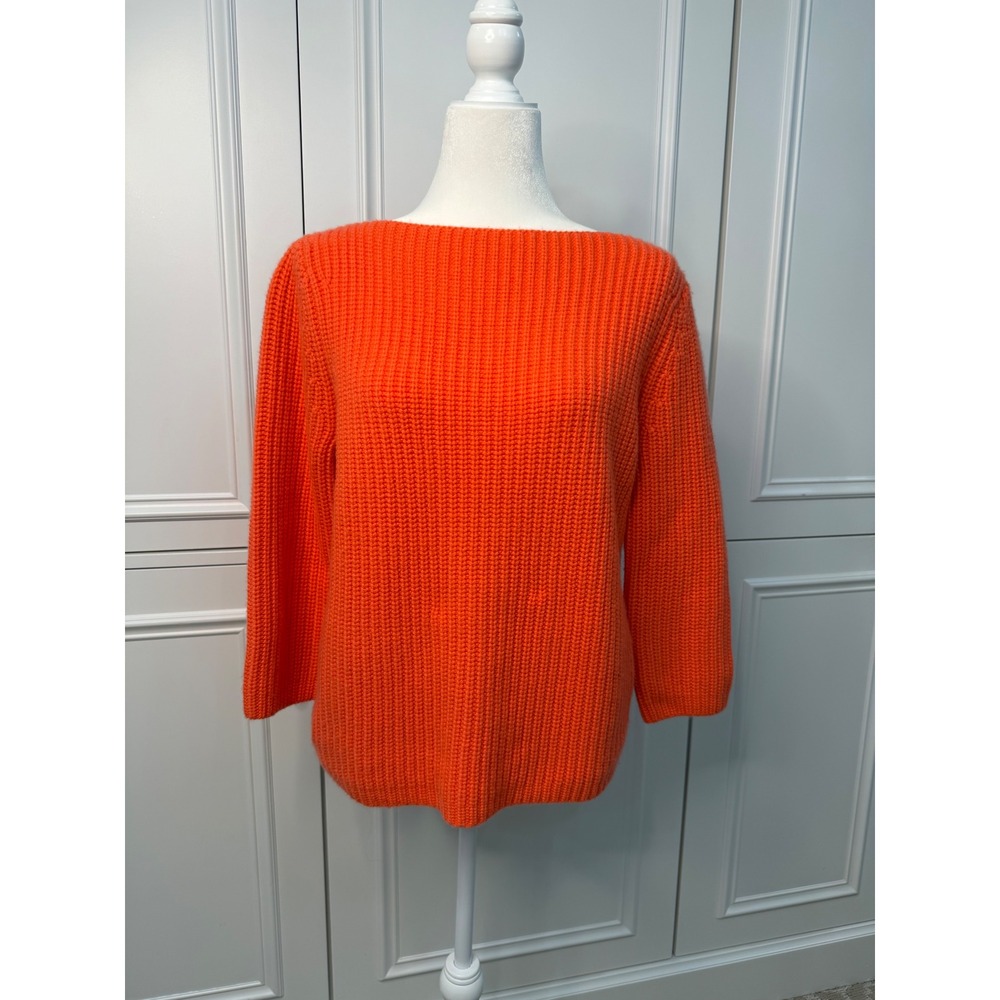 Michael Kors Collection Sweater Womens S Orange Excellent Cashmere Shaker Knit